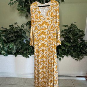 Sunflower Gold Butterfly Long Sleeve Maxi Dress